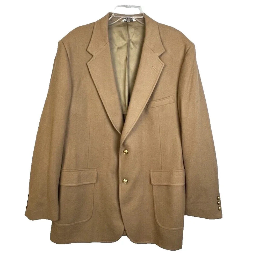Oakbrook VIntage Wool Sports Jacket Men 46 L Camel Tan Work Business